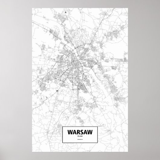 Warschau, Polen (schwarz auf weiß) Poster (Vorne)