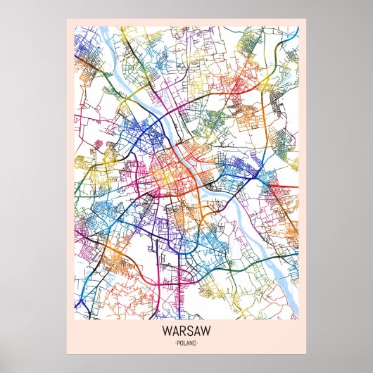 Warschau - Polen - Stadtkarte Poster (Vorne)