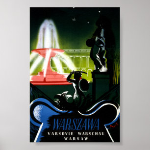 Warschau Polen Vintage Reiseposter Restauriert Poster