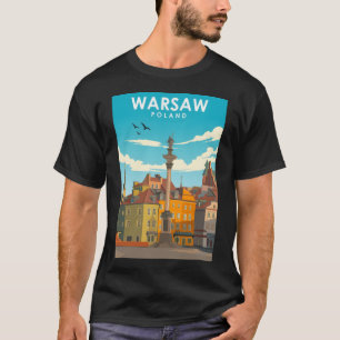 Warschau Polen Vintages Minimal Retro Travel Poste T-Shirt