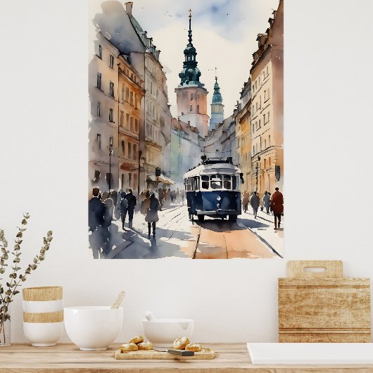 Warschauer Aquarellkunst Poster (Küche)