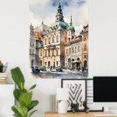 Warschauer Aquarellkunst Poster (Heimbüro)