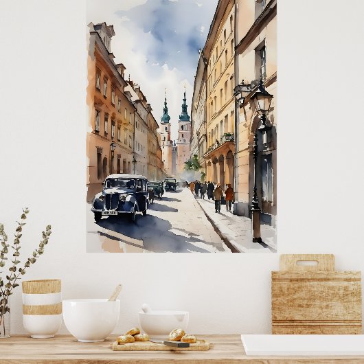 Warschauer Aquarellkunst Poster (Küche)