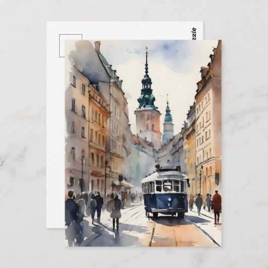 Warschauer Aquarellkunst Postkarte (Vorne/Hinten)