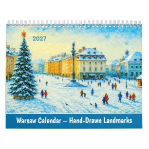 Warschauer Kalender – Handgezeichnete Wahrzeichen