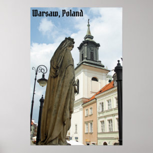 Warschauer Kirche und Statue, Polen Poster