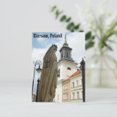 Warschauer Kirche und Statue, Polen Postkarte (Stehend Vorderseite)