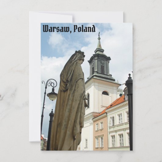 Warschauer Kirche und Statue, Polnische Karte (Vorderseite)