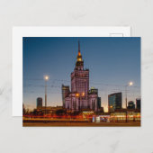 Warschauer Night Cityscape Palast der Kultur Postkarte (Vorne/Hinten)