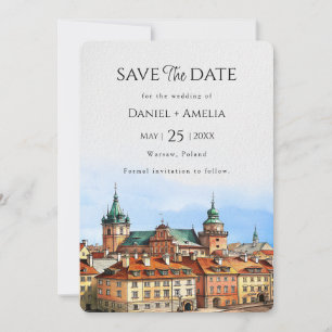 Warschauer Polen Hochzeit in Urlaubsort Save The Date