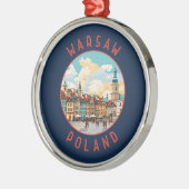 Warschauer Polen Retro Distressed Circle Ornament Aus Metall (Links)