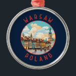 Warschauer Polen Retro Distressed Circle Ornament Aus Metall<br><div class="desc">Warschauer Retrovektor-Reise-Design. Es ist eine faszinierende Mischung aus architektonischen Stilen,  von der charmanten Altstadt bis zum mächtigen Palast der Kultur und Wissenschaft.</div>