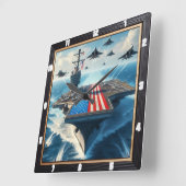 Warschiff Aircraft Carrier Patriotic Quadratische Wanduhr (Winkel)