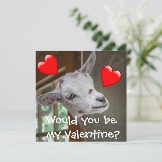 Wärst du mein Valentin? Goat Funny Card (Stehend Vorderseite)
