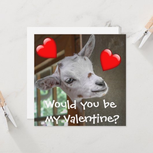 Wärst du mein Valentin? Goat Funny Card (Vorderseite/Rückseite Beispiel)