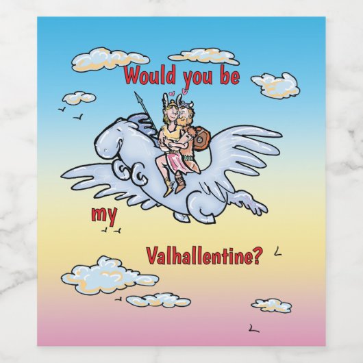 Wärst du mein Valhallentin? Weinetikett (Einzelnes Label)