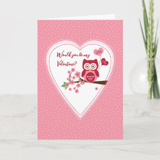 Wärst du meine Valentine, niedliche Eule-Valentink Feiertagskarte
