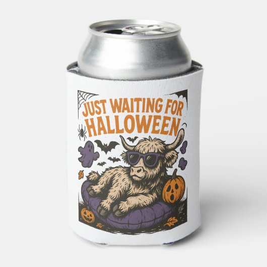 Wart für Halloween-Hochlandskuh Dosenkühler (Kanne Vorderseite)