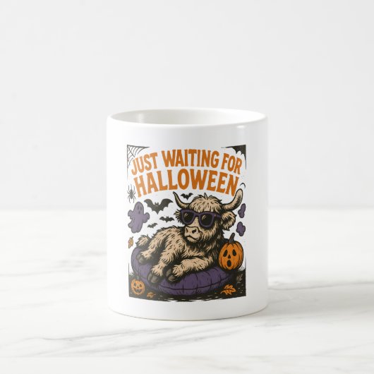 Wart für Halloween-Hochlandskuh Kaffeetasse (Mittel)