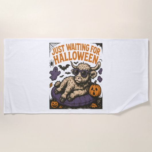 Wart für Halloween-Hochlandskuh Strandtuch (Vorderseite)
