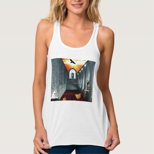 Wart in den Himmel Tank Top (Vorderseite)