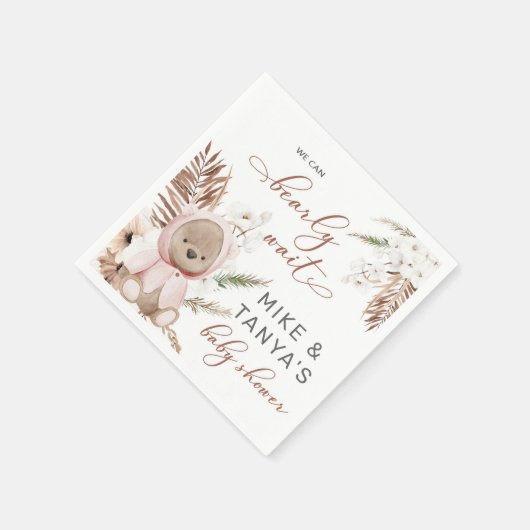 Warte Boho Bär Mädchen Duschservietten. Serviette (Ecke)