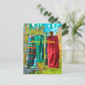 Warte da rein.. Covid 19 Gesichtsmasken hängend Postkarte (Stehend Vorderseite)