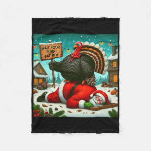 Warte deine Runde, dicker Junge, Truthahn-Santa, l Fleecedecke
