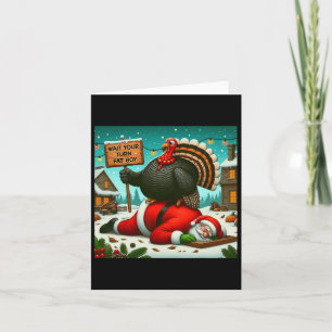 Warte Deine Runde Dicker Junge Truthahn Santa Lust Karte