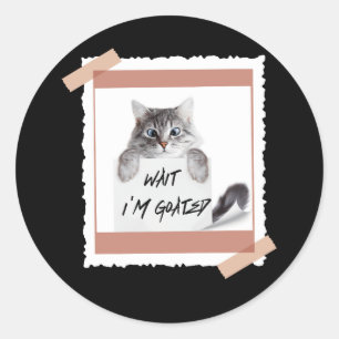 Warte, ich bin Cat Spaß Meme Cat Lover Parody Ca Runder Aufkleber