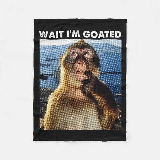 Warte, ich bin Goated Lustiger Denkender Affe Meme Fleecedecke (Vorderseite)
