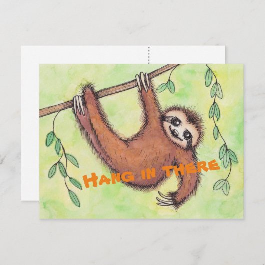 Warte in There Sloth Postcard Postkarte (Vorne/Hinten)
