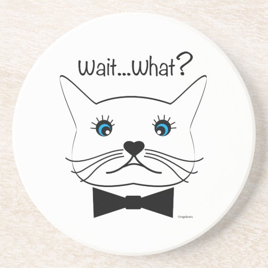 Warte mal...Was? Mit Augen Katze, Cool Getränkeuntersetzer (Vorne)