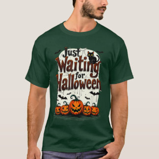 Warte nur auf Halloween Gruselig süße Katze Fleder T-Shirt