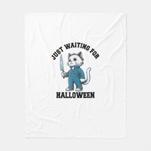 Warte nur auf Halloween, lustige Katze Horror Hall Fleecedecke