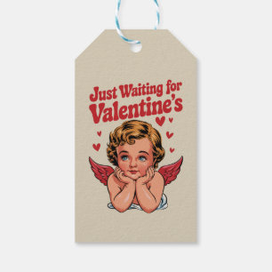 Warte nur auf Valentinstag Retro Baby Cupid Liebe Geschenkanhänger