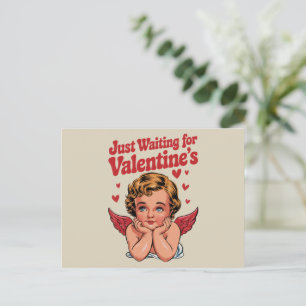 Warte nur auf Valentinstag Retro Baby Cupid Liebe Postkarte