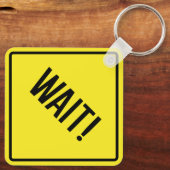 Warte! Quadratischer Schlüsselanhänger aus Metall (Rückseite)