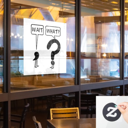 Warte, was? Englisch lernen  Fensteraufkleber (Restaurantfenster)