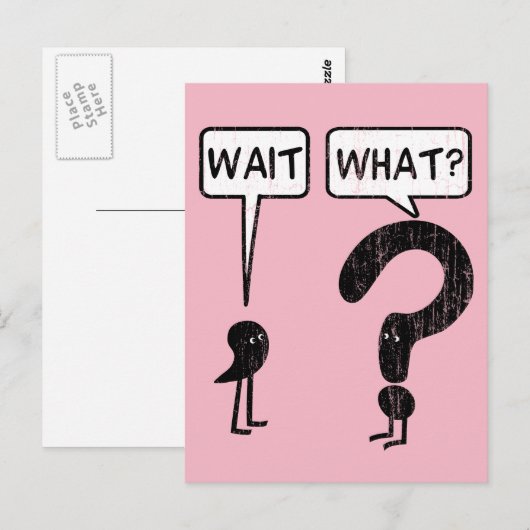 Warte, was? Rosa Postkarte (Vorne/Hinten)