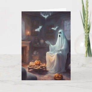 Wartegeist Spukhaus Halloween-Gruß Karte