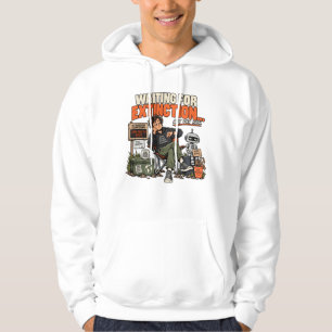 Warten auf das Aussterben der KI lustiges Design Hoodie