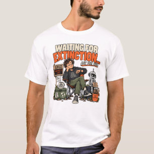 Warten auf das Aussterben der KI lustiges Design T-Shirt