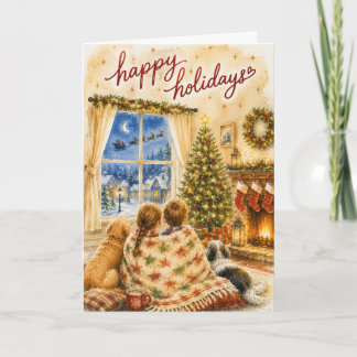 Warten auf den Weihnachtsmann Cozy Christmas Gruß  Karte
