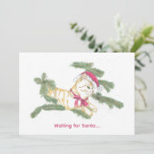 Warten auf den Weihnachtsmann... Feiertagskarte (Stehend Vorderseite)