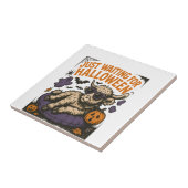 Warten auf Halloween Highland-Kuh Fliese (Seite)