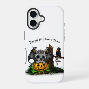 Warten auf Halloween, süße Fledermaus und Rabe iPhone 16 Hülle