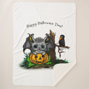 Warten auf Halloween, süße Fledermaus und Rabe Sherpadecke