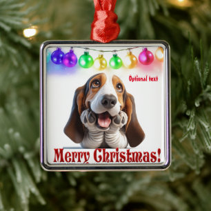 Warten auf Santa Basset Hound  Ornament Aus Metall