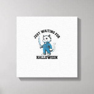 Warten nur auf Halloween, lustige Katze Horror Hal Leinwanddruck